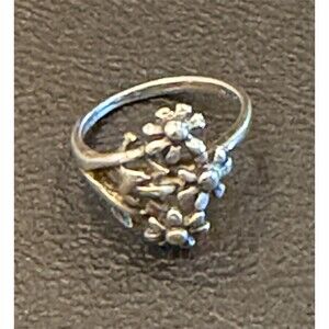 Vintage Art Deco Floral Bouquet Openwork Cluster Ring Silver Size 4.75